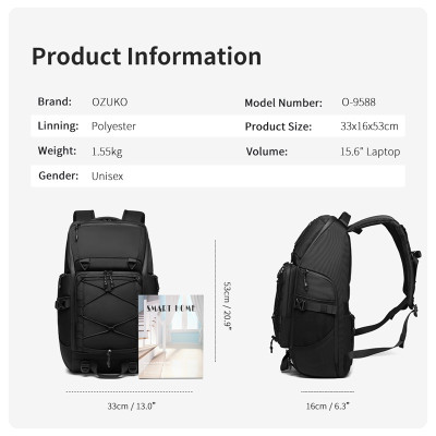 Ba Lô Du Lịch Leo Núi OZUKO Chống Thấm Nước Kích Cỡ Lớn Dành Cho Nam Giớ