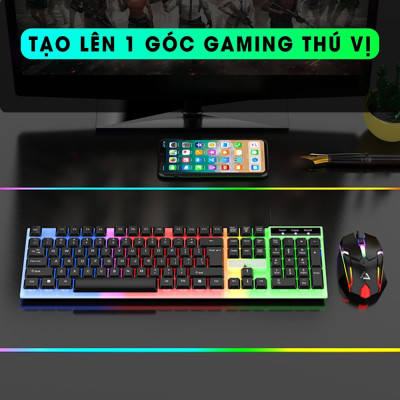 Bàn phím giả cơ G21 kèm chuột, bàn phím máy tính chống nước led rgb chơi game làm việc văn phòng cho PC laptop - hàng chính hãng