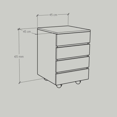 [Happy Home Furniture] OLA, Tủ đựng đồ 4 ngăn kéo bánh xe xoay, 45cm x 45cm x 59cm ( DxRxC), THK_093