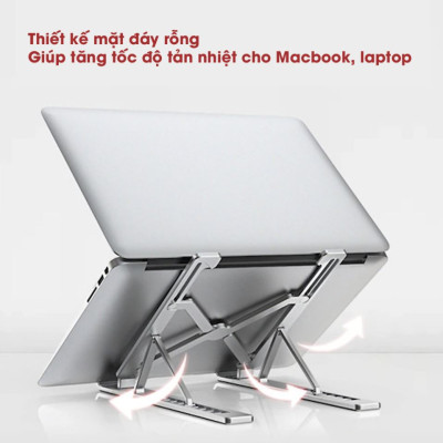 Đế Tản Nhiệt Cho Laptop, Macbook - Giá Đỡ, Kệ Đỡ, Phụ Kiện Cao Cấp Cho Macbook, Laptop Bằng Hợp Kim Nhôm Điều Chỉnh Tầm Nhìn Thông Minh Gấp Gọn KUNBE - Hàng Chính Hãng