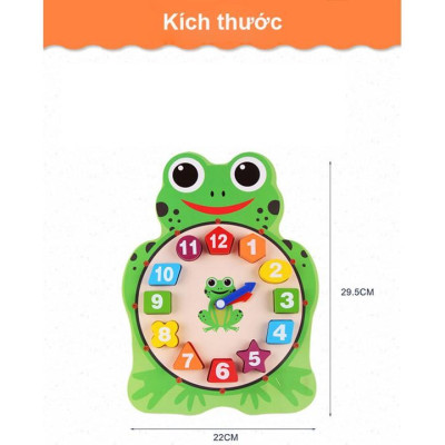 Đồng hồ phân biệt màu sắc hình khối con cú, con ếch giúp bé học xem giờ