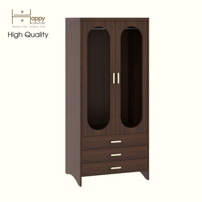 HAPPY FURNITURE , Tủ lưu trữ 2 cửa kính 3 ngăn kéo - CHEVY, TLT_050 , 80cm x 59cm x 180cm DxRxC