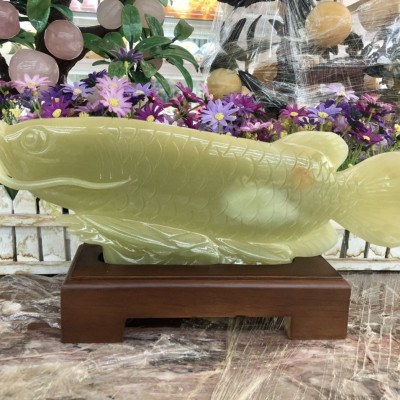 Tượng Cá Rồng phong thủy tài lộc đá ngọc Onyx - Dài 38 cm 