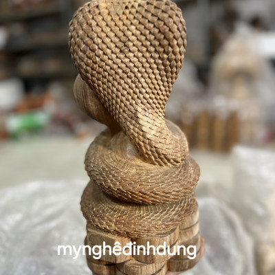 Tượng  con rắn phong thủy cầu tài lộc bằng gỗ ngọc Am thơm nức cao 30cm 