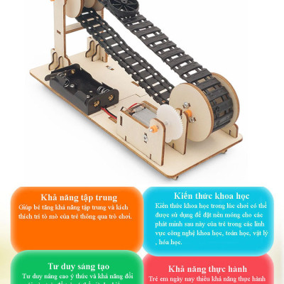 Bộ Đồ Chơi Khoa Học Tự Làm Băng Chuyền Vật Liệu, Bộ Đồ Chơi Lắp Ghép STEM Băng Tải Vật Liệu, Bộ Đồ Chơi Gỗ Cao Cấp Khoa Học Tự Làm DIY Wood Steam-Chính Hãng BABYBOSS.