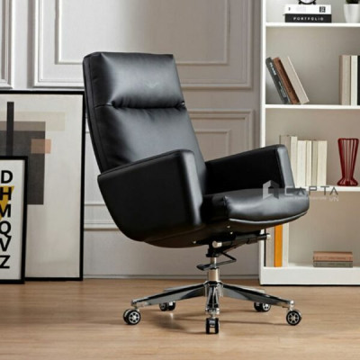 Ghế làm việc nệm PU mềm CM4607-P Nội thất Capta Ghế văn phòng ngả lưng 3 cấp nệm PU dày đen và xám hiện đại nhập khẩu chân thép xoay cao cấp offical chair hcm