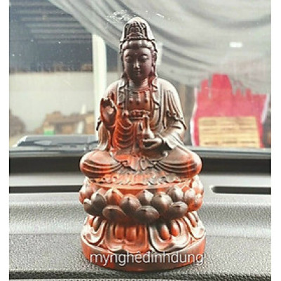 Tượng phật bà quan âm bồ tát bằng gỗ trắc đỏ đen kt 12×7×6cm