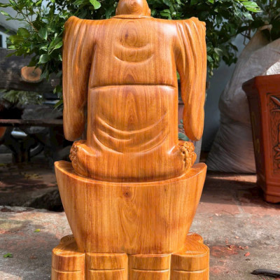 Tượng Phật Di lặc nghênh hỷ bằng gỗ hương  đá kt cao 40×22×9cm 