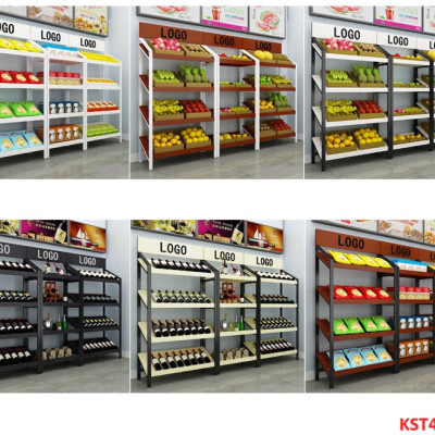 Kệ trưng bày sản phẩm, hàng hóa , kệ trang trí khung sắt mặt gỗ KST416- Nội thất lắp ráp Viễn Đông Adv