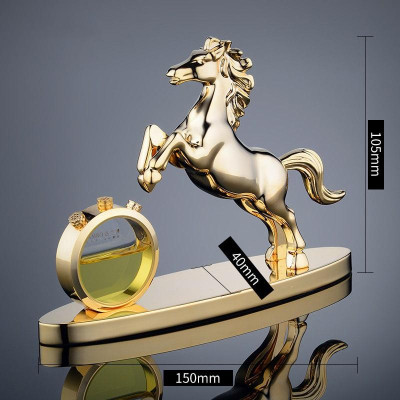 Tượng ngựa mạ vàng có vòng tròn pha lê đựng nước hoa trang trí không gian xe hơi, bàn làm việc