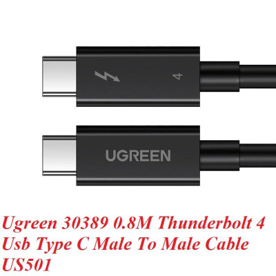 Ugreen 30389 0.8M Thunderbolt 4 cáp 8k 60hz hỗ trợ 40Gbps 100W PD màu đen Ugreen US501 - Hàng Chính Hãng