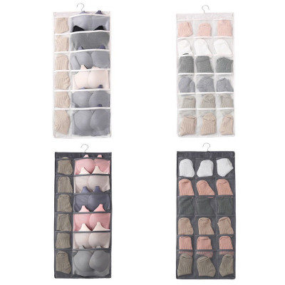 Túi đựng đồ lót, tất vớ, 2 mặt 30 ngăn có móc treo PaKaSa - Hàng chính hãng (Màu xám/da, giao màu ngẫu nhiên)