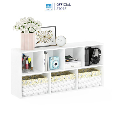 Kệ Sách Gỗ 7 Ngăn Có Hậu Kích Thước 105.8 x 50 x 24cm SIB Decor Cabinet KSG51
