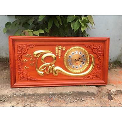 TRANH ĐỒNG HỒ TREO TƯỜNG CHỮ TÂM BẰNG GỖ HƯƠNG KT 41×81×3