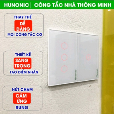 Công tắc 2,3,4 nút trắng âm tường cảm ứng, wifi cho Đèn, Quạt điều khiển từ xa qua điện thoại 500w/220V