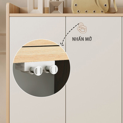 Tủ Giày Gỗ Nhiều Ngăn Đa Năng Thương Hiệu SIB Decor Màu Trắng Phối Vân Gỗ TG19