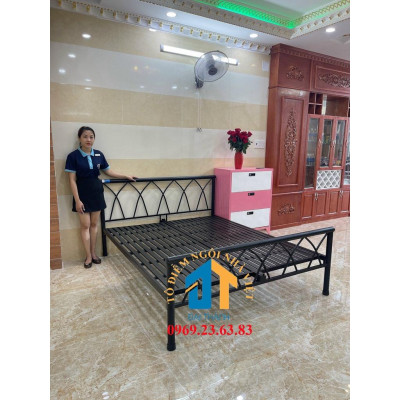 Giường sắt hình chữ X giá rẻ 1m6x2m