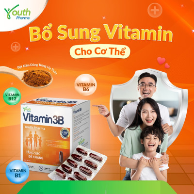 Viên Uống Vitamin 3B Youth Pharma Bổ Sung Vitamin Nhóm B (B1, B6, B12) - Hộp 100 Viên