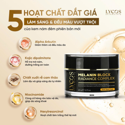 Kem Nám Đêm MELANIN BLOCK LYCOS, Kem Nám Lycos - Phiên bản nâng cấp : giảm thâm nám tàn nhang, dưỡng trắng da. hiệu quả lên đến 99%