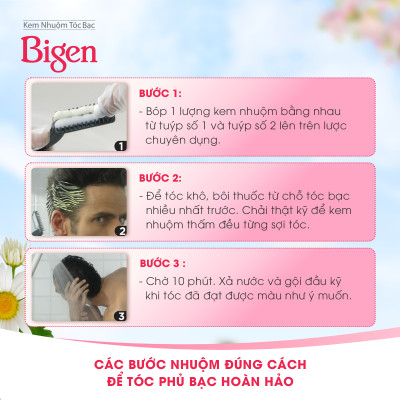 Thuốc nhuộm phủ bạc Bigen Men dành cho nam, nhuộm tóc bạc hoàn toàn, mùi dễ chịu, tiện lợi 80ml dạng kem
