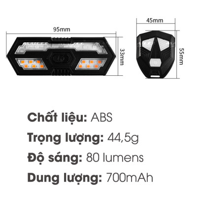 Đèn Hậu Xi Nhan Xe Đạp LY-5509 Điều Khiển Từ Xa 700mAh Có âm thanh khi rẽ Sạc USB An Toàn Ban Đêm, Chống nước đi mưa - Mai Lee