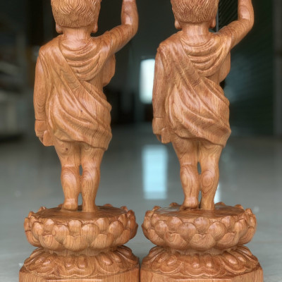 Tượng phật đản sanh bằng gỗ hương đá kt cao 30×12cm