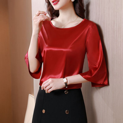 Áo lụa mặc trong vest cổ tròn tay lở thanh lịch - NEW DESIGN AO0049