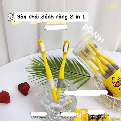 Đồ dùng vệ sinh -Hộp 8 cây bàn chải 2 in 1 cho bé ,kèm dụng cụ cạo lưỡi ,giúp giảm vi khuẩn gây sâu răng và hôi miệng ,cán cầm chống trượt ,lông bàn chải sợi tơ siêu mềm , giúp chải răng sạch hơn ,an toàn và tiện lợi