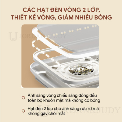 Gương Để Bàn Đèn LED Gương Cảm Ứng Để Bàn Trang Điểm Gương Có 3 Chế Độ Sáng Đổi Màu Sạc USB 23x16cm