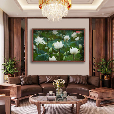 D803 01 Tranh kính Hoa sen Cá chép ( được chọn mẫu)