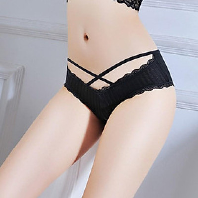 Quần lót nữ cotton viền ren kháng khuẩn sexy - Đen
