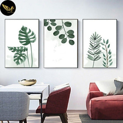 BỘ 3 TRANH TREO TƯỜNG CHIẾC LÁ 002 , PHONG CÁCH TỐI GIẢN, HIỆN ĐẠI, PHONG VẠN PHÁT PVP-DC3014