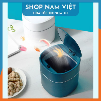 Thùng Rác Mini Phòng Ngủ, Toilet, Xe Hơi Nắp Lò Xo - Giữ Mùi 90%