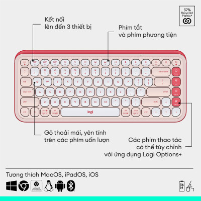 Combo chuột và bàn phím Bluetooth Logitech POP ICON COMBO của Logitech - Hàng chính hãng