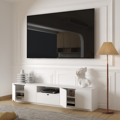 [Happy Home Furniture] CIRCLE , Kệ TIVI 4 cánh mở - 1 ngăn kéo , 220cm x 40cm x 48cm ( DxRxC), KTV_019