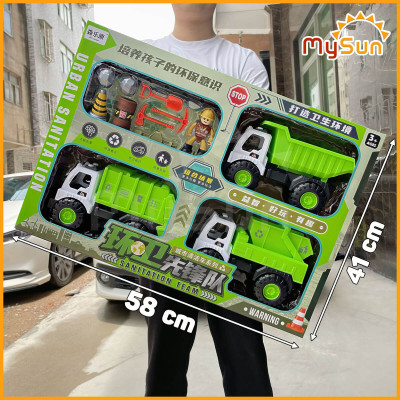 Bộ xe ô tô khủng long đồ chơi xe công trình mô hình xe cẩu múc xe ben xe bồn trộn bê tông cho bé