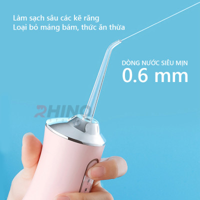 Máy tăm nước rửa răng thông minh Rhino WT101 220ml xịt nước chăm sóc răng miệng cầm tay, 3 chế độ có thể sạc - Hàng chính hãng