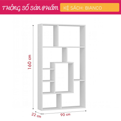 Giá sách bằng gỗ đẹp chất lượng cao SMLIFE Bianco