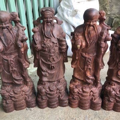 Bộ tượng phật tam đa phúc lộc thọ bằng gỗ cẩm kt cao 30×11×9vm