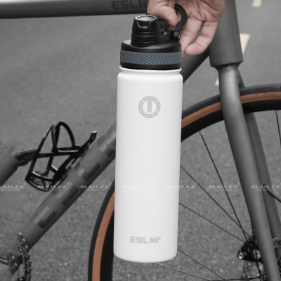 Bình Nước Xe Đạp Inox 304 Giữ Nhiệt ESL-053 dung tích 650ml màu Trắng/Đen giữ nhiệt 12h Nóng 24h Lạnh Thể thao cắm trại leo núi đi xe đạp - Mai Lee