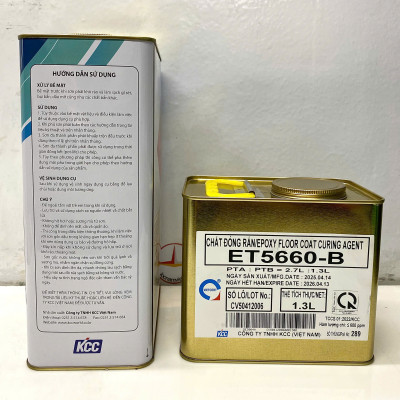 Sơn sàn bê tông epoxy KCC ET5660 Base C màu vàng 3000M _ 4L/Bộ