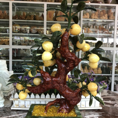 Cây Đào phong thủy đá ngọc hoàng long 38 quả - Cao 50 cm