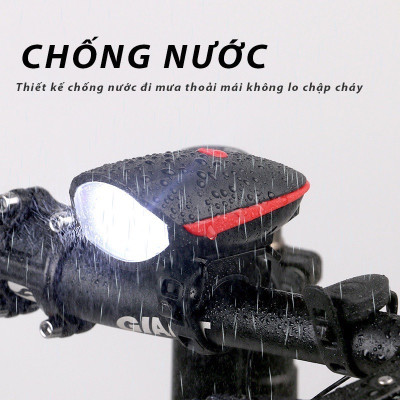 Bộ đèn liền còi cho xe đạp, còi to đèn sáng 3 chế độ, chống nước
