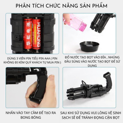 (Full Hộp) Súng Bắn Bong Bóng 8 Nòng Siêu Mạnh |Dũng 1