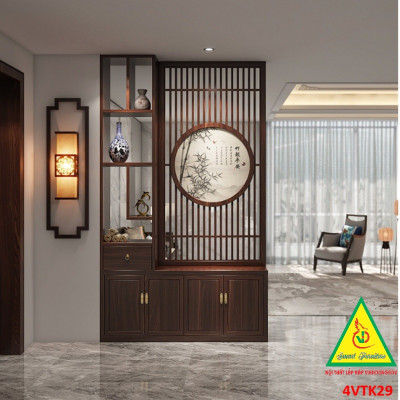 Vách ngăn phòng khách, vách ngăn tủ kệ bằng gỗm bình phong tranh 4VTK29 - NỘI THẤT LẮP RÁP VIENDONGADV
