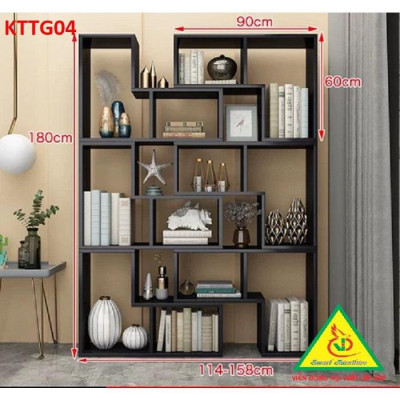Kệ sách để sàn, kệ sách tự đứng, kệ trang trí KTTG04 ( Bộ gồm 6 kệ L)  - Nội thất lắp ráp Viendong Adv