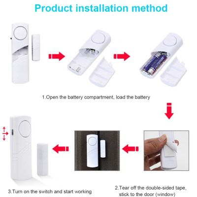 Chuông báo động chống trộm gắn cửa không dây cảm ứng từ, kêu to có công tắc, Chất lượng cao, bền bỉ - Hàng chính hãng