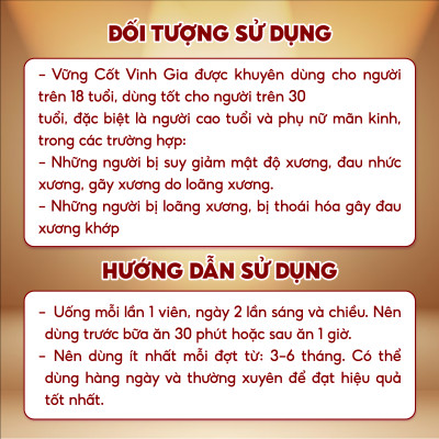 Vững cốt Vinh Gia - Bổ sung canxi,hỗ trợ ngăn ngừa loãng xương, gãy xương - hộp 20 viên [ LÔ HSD: T6/2025]