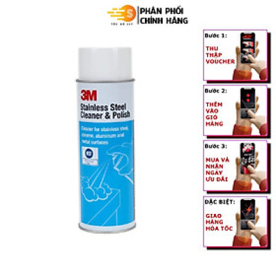 Chai tẩy sạch và đánh bóng inox 3M 3M-SSCP 600ml - tẩy sạch vết rỉ sét ở các vật liệu inox như xoong nồi, bếp gas, vòi rửa, kính, gạch,...