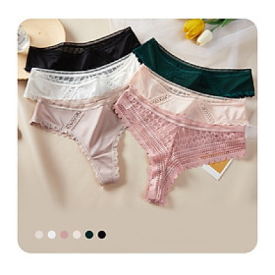 Quần Lót Nữ Lọt Khe Phi Lụa Phối Ren Gợi Cảm 6067 – Satin Mịn, Không Viền, Quyến Rũ